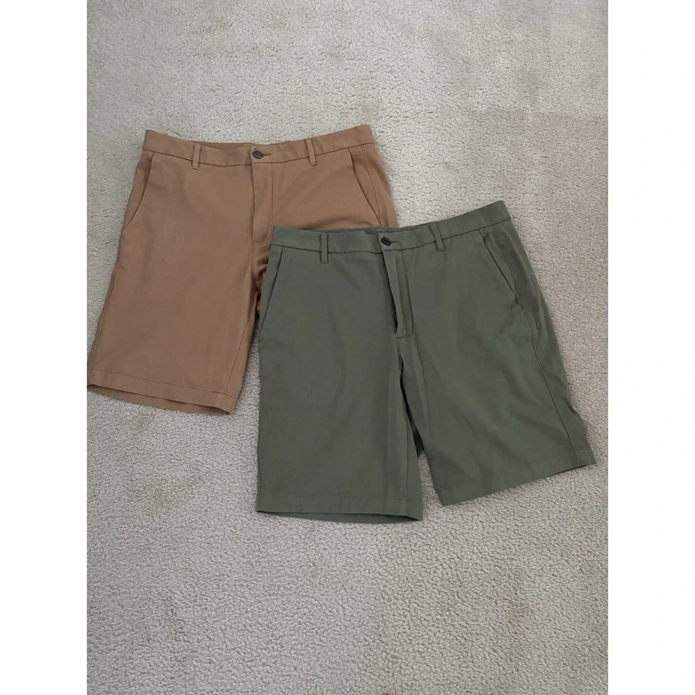 Everlane Lot of 2 Mens Uniform Slim Fit Shorts Size 34 Tan Green